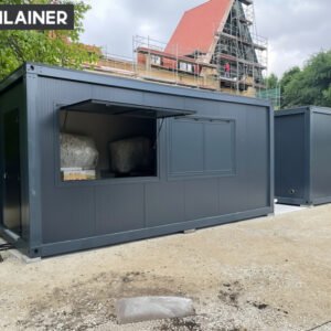 Modern Antracit Büfé Konténer – Mobil Vendéglátó Egység és Ételtároló
