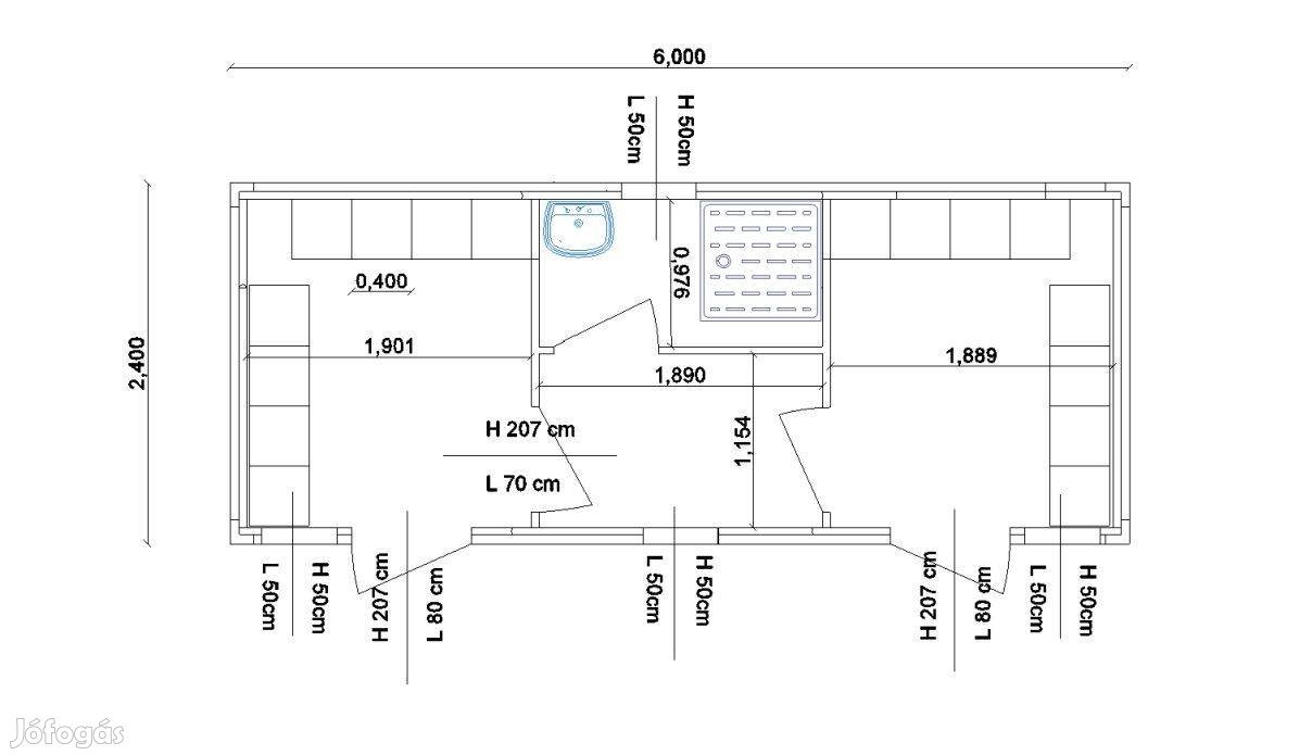 Mobilház -20 lábas Prémium Öltöző Konténer – Fekete-fehér Szigetelt Moduláris Egység - Image 3