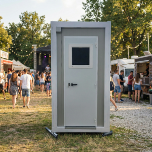 szaniter konténer -WC konténer- 1.3m Prémium Szaniter Kabin – Szigetelt Egyszemélyes WC Konténer