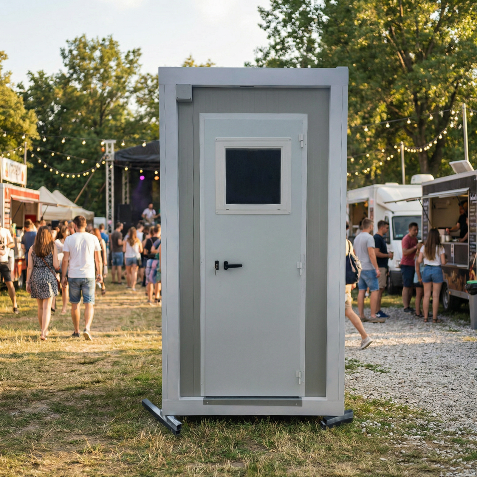 szaniter konténer -WC konténer- 1.3m Prémium Szaniter Kabin – Szigetelt Egyszemélyes WC Konténer