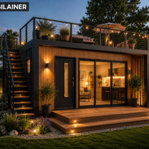 Mobilház Modulház Tetőterasszal Alapterület: 27 m² Méret: 9 × 3 m
