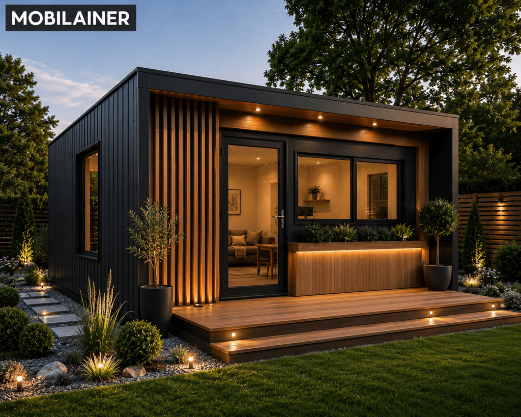 Lakókonténer Mobilház Konténerház Alapterület: 30 m² Méret: 10 × 3 m