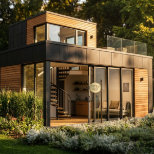 Prémium Mobilház Tetőterasszal Alapterület: 36 m² Méret: 12 × 3 m