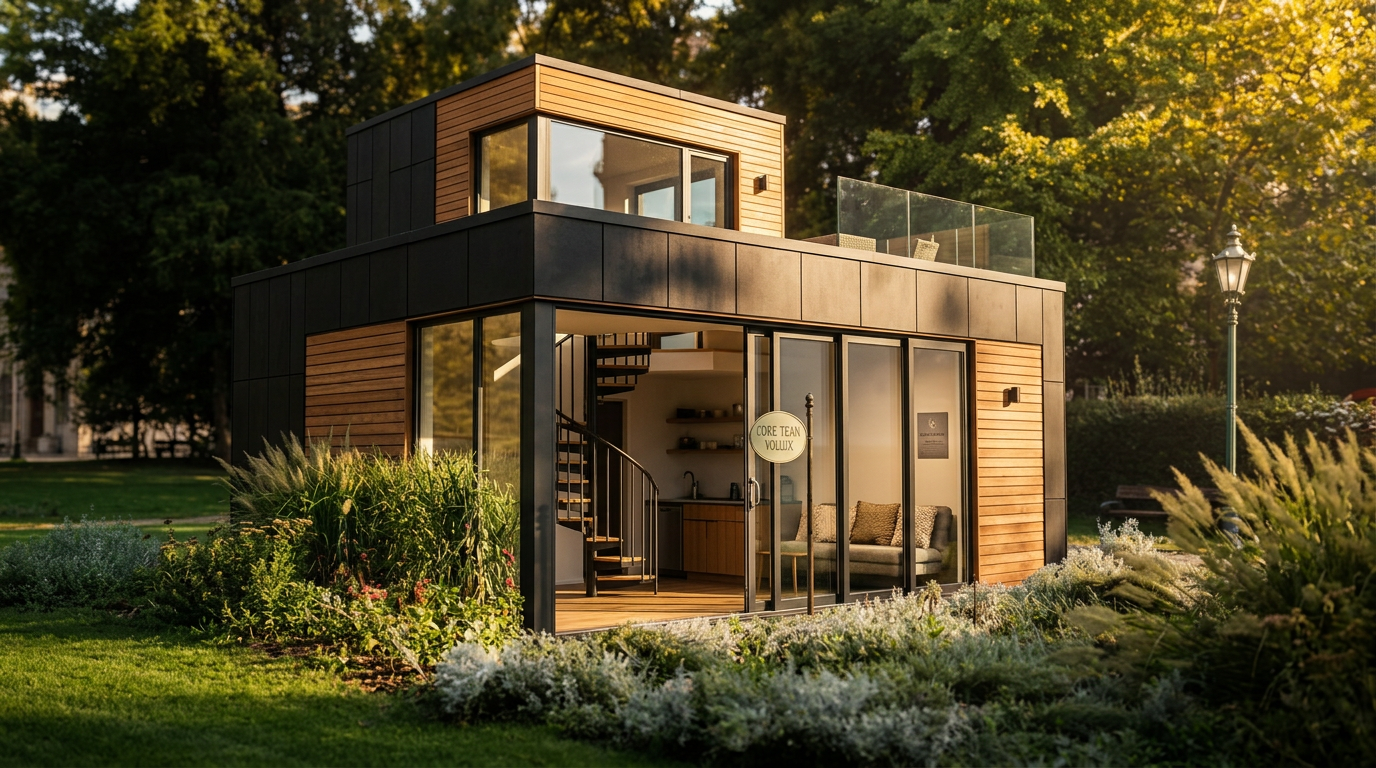 Prémium Mobilház Tetőterasszal Alapterület: 36 m² Méret: 12 × 3 m
