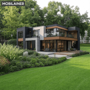 Exclusiv Designer Modulház Mobilház Konténerhaz Moduláris Villa 96 m² | Luxus Kétszintes Okosotthon Tetőterasszal