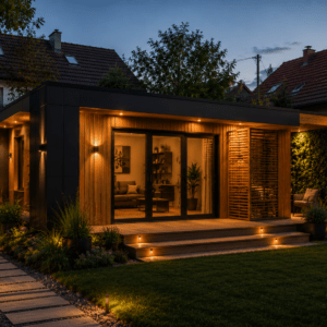 Luxus Panorámás Mobilház Konténer Moduláris Villa 50 m² | Designer Kerti Ház Teljes Üveg Homlokzattal