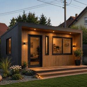 Prémium Kerti Stúdió Konténerház 48 m² | Modern Otthoni Iroda és Vendégház | Luxus Moduláris Épület