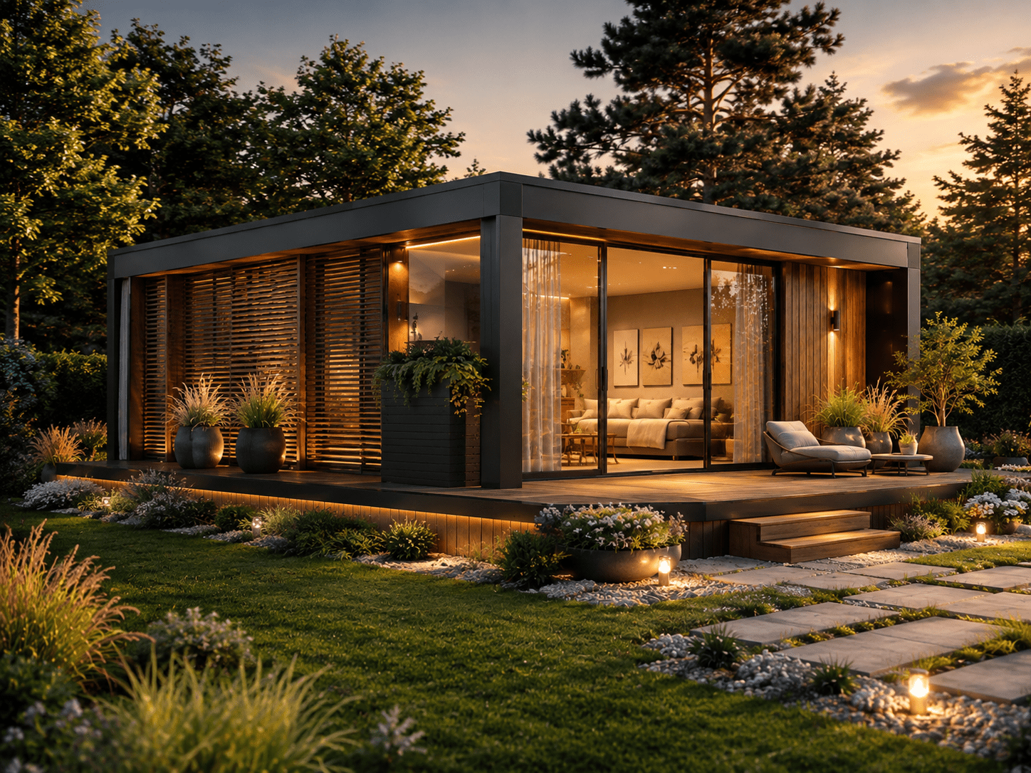 LUXI Designer Ház Mobilház Modul házKonténerház lakókonténer Alapterület: 18 m² Méret - Image 3